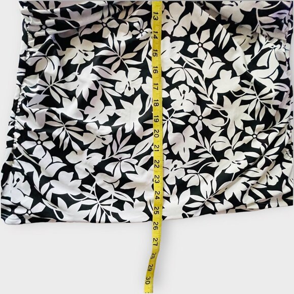 Lands End Long Torso Tankini Top Swimsuit Black Havana Floral Print Underwire 16 - Picture 10 of 12